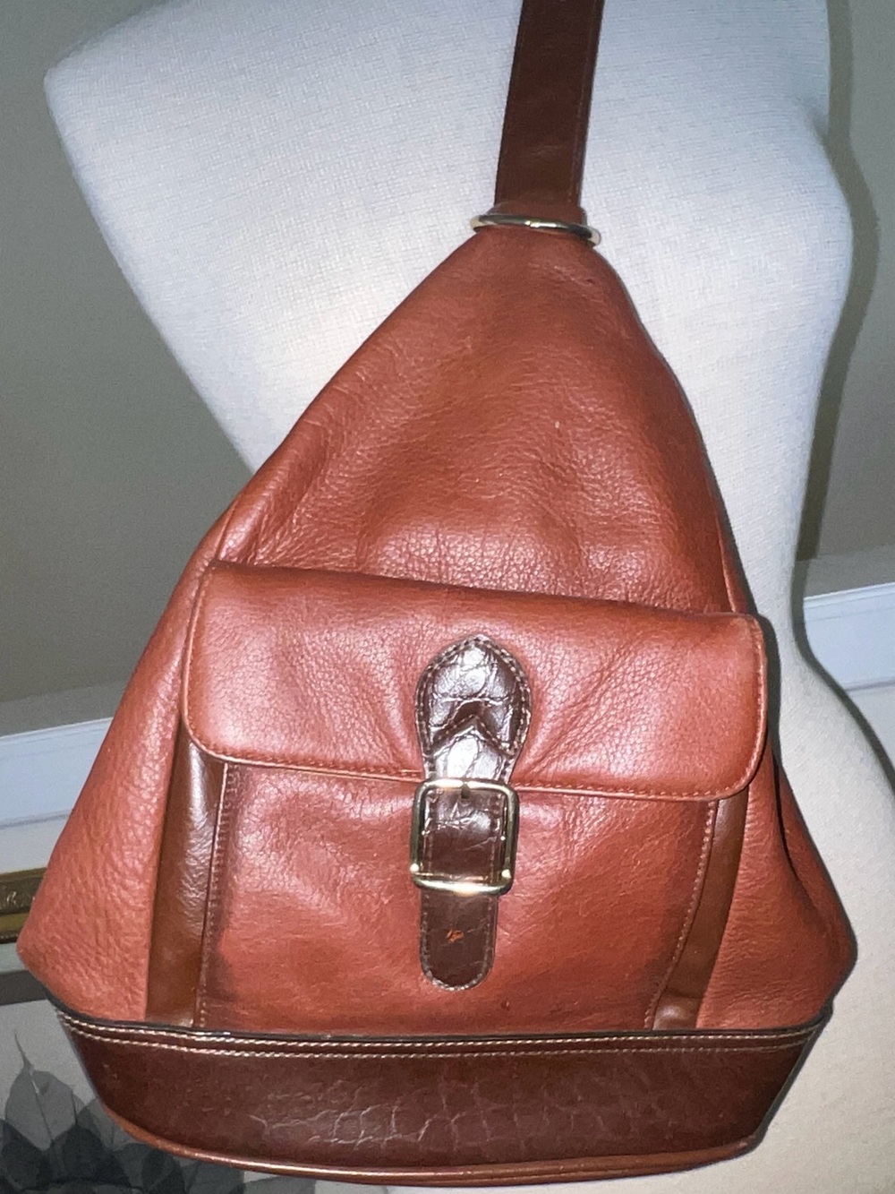 Leather Sling Backpack in Brown - Classic Men's Bag